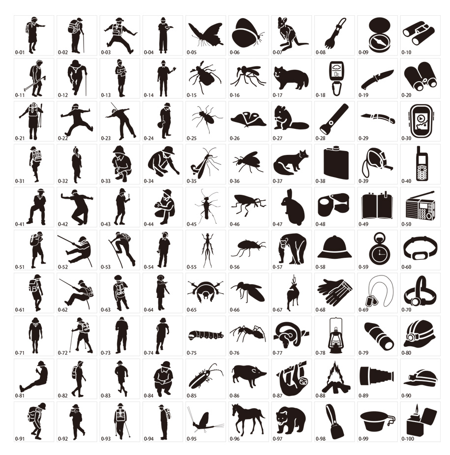 探検シルエット素材